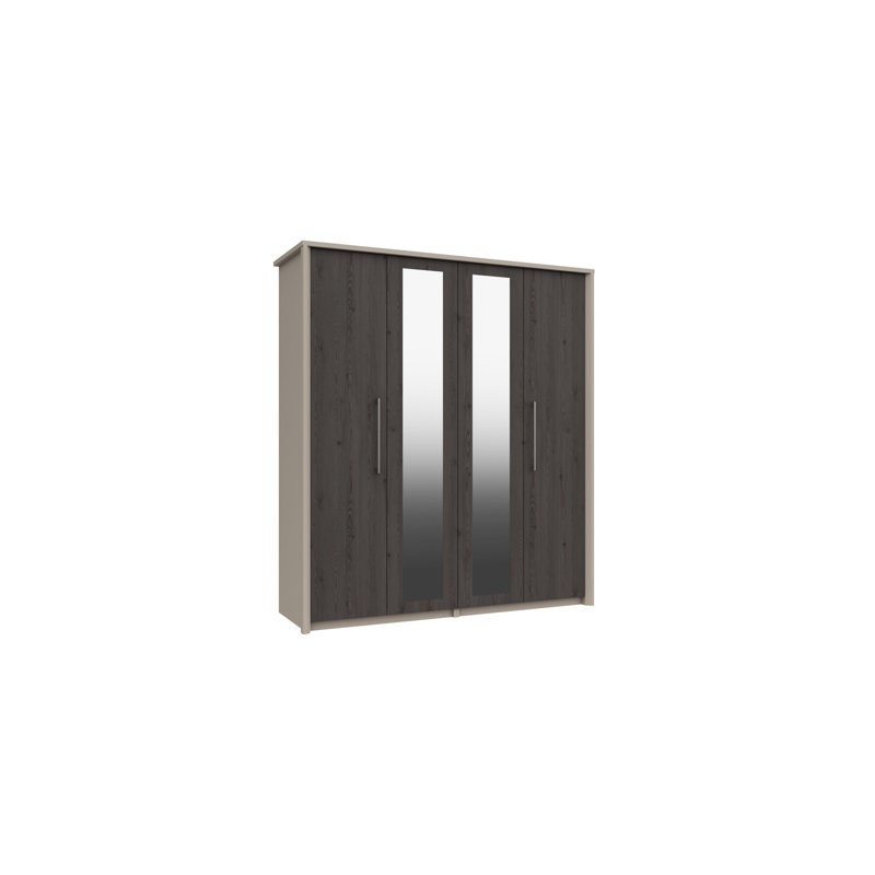 Wyman 4 Door Manufactured Wood Wardrobe, Fired Earth/Anthracite Larch