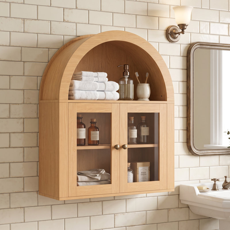 Armoire murale de salle de bain arquée, armoire de rangement avec tablettes réglables pour la cuisine