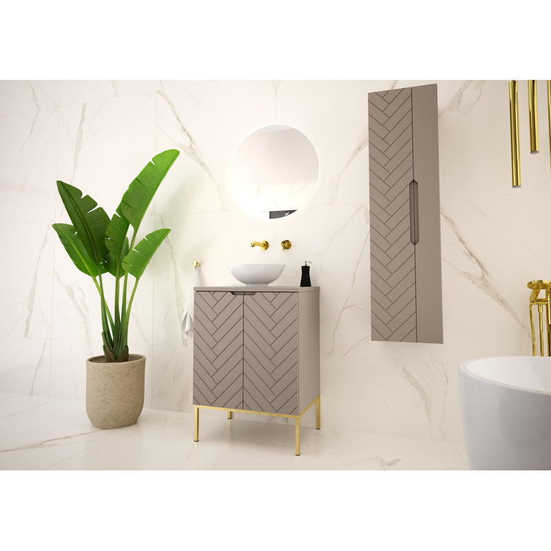 Ailyne 61 mm Single Vanity, Beige/Gold