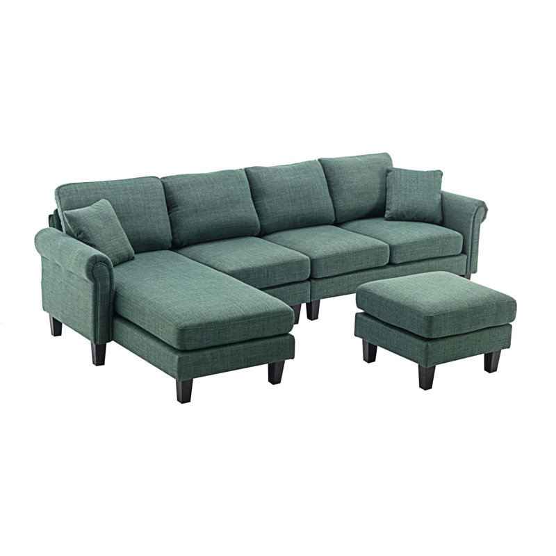 Canapés modulaires rembourrés 3 pièces Aindrea, Polyester émeraude