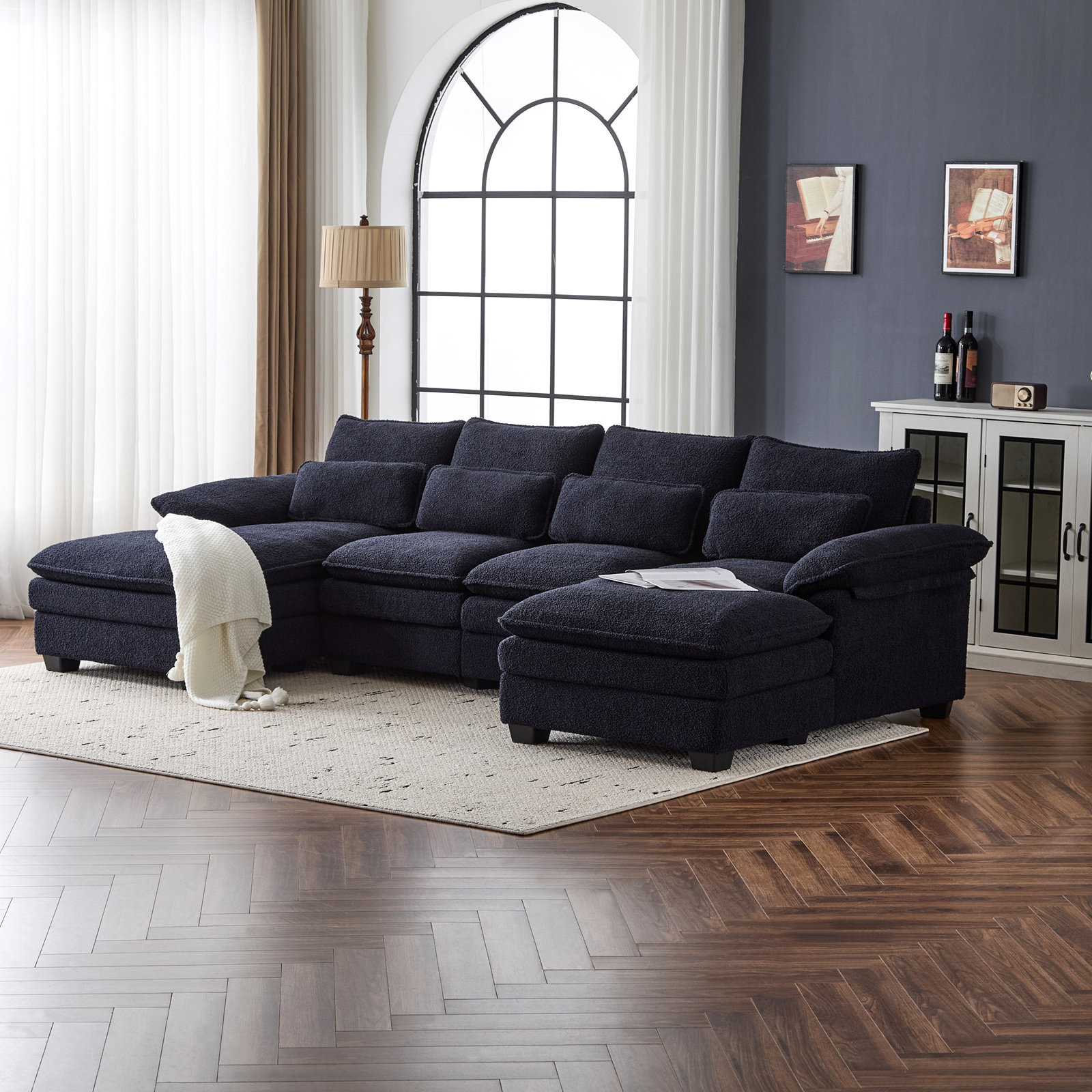 Latitude Run® Capri 110" U Shaped Couch, 4 Seat Sectional Sofa For ...