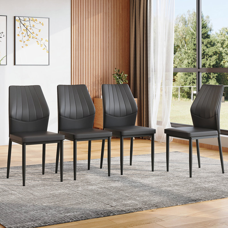  Chaises de salle à manger Shell, 4, Noir, noir, noir, noir