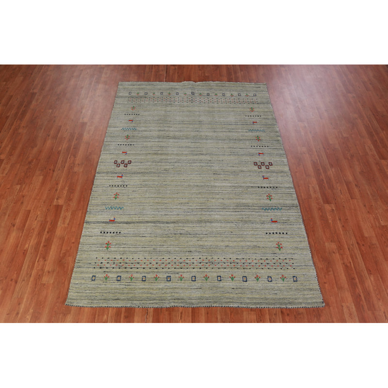 Tapis indien rayé Gabbeh 6 x 8