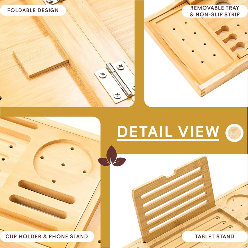 Plateau de baignoire en bambou pliable Premium