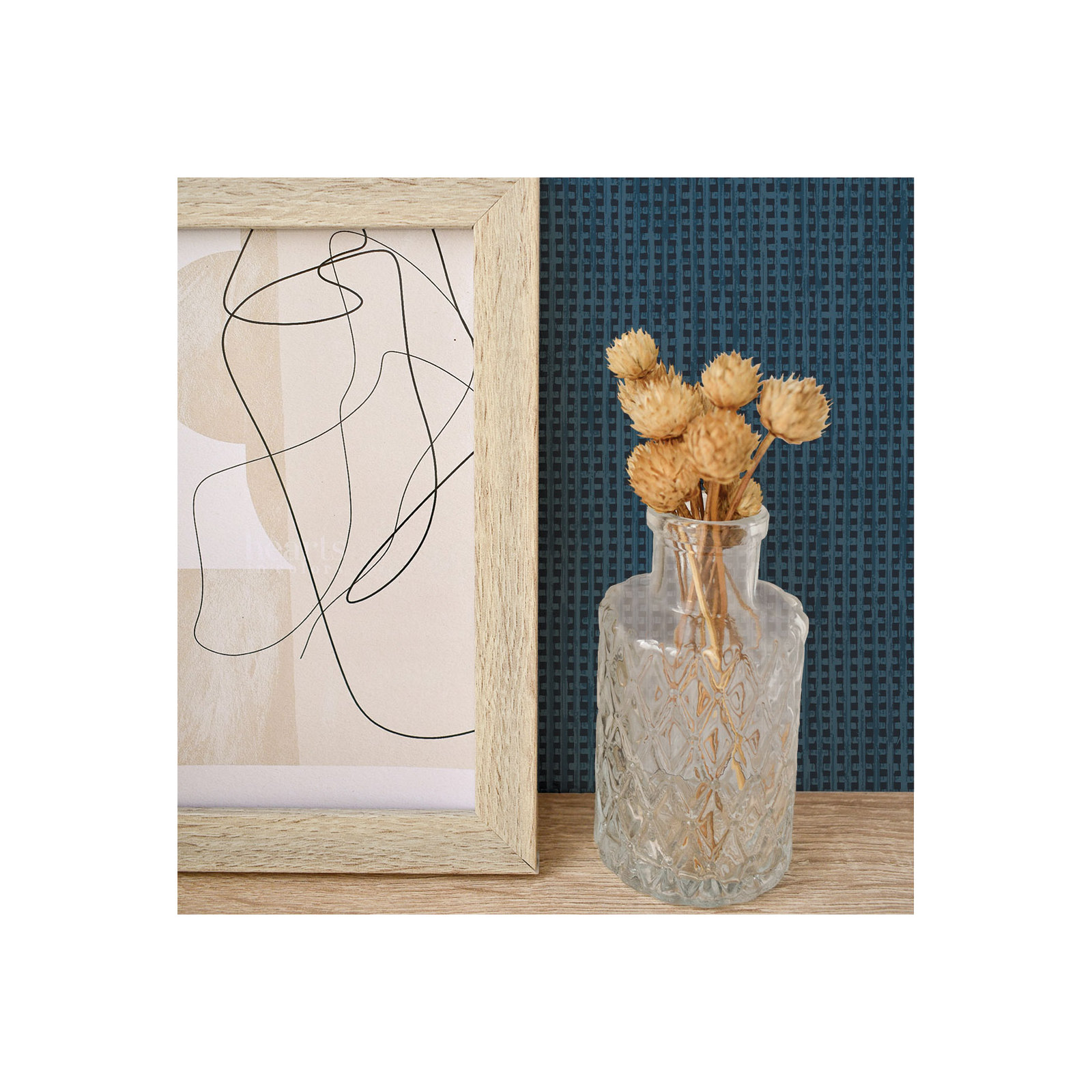 Faux Textured Rattan Peel and Stick Wallpaper, Blue