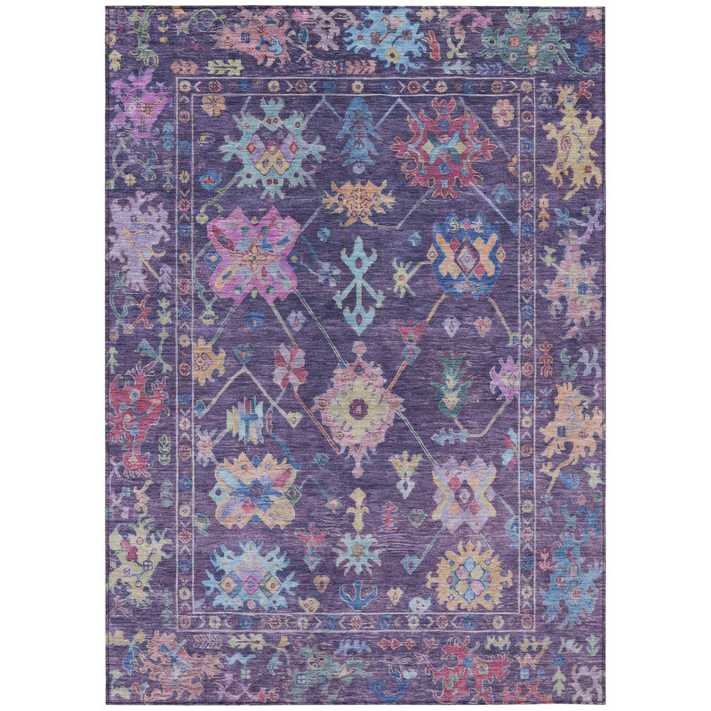 Machine Washable Indoor/Outdoor Kaczor ACN2234 Global Rug, Rectangle 10' x 14'