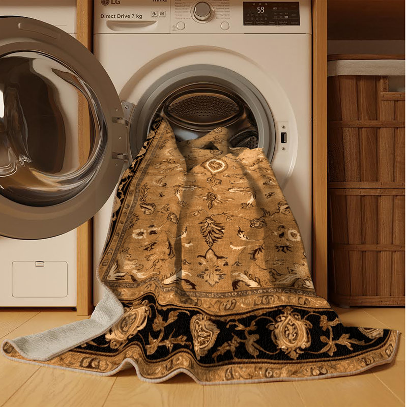 Tapis brun français lavable à la machine, Rectangulaire 2 pi x 3 pi