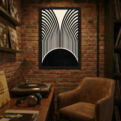 Abstract Black And Cream Geometric Arc Pattern