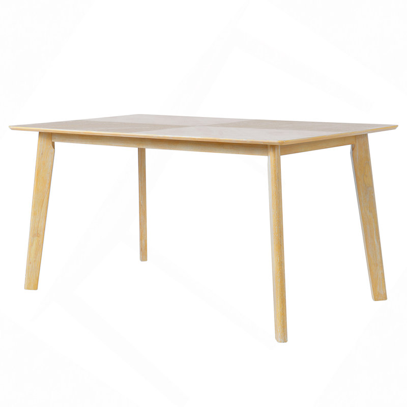 Table de salle à manger rétro, table de salle à manger pour 6 personnes, table de salle à manger rectangulaire minimaliste pour la salle à manger et la cuisine, pieds en bois d'hévéa