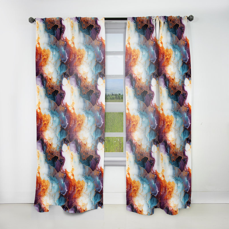 Orange Galactic Dreams Marble Dreams - Rideau obscurcissant en marbre abstrait - 1 panneaux, L 52 po x L 120 po