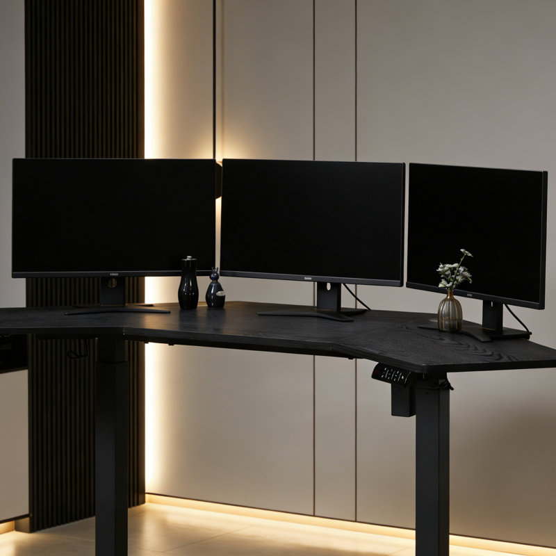 Adjustable Height Steel Standing Desk, Black