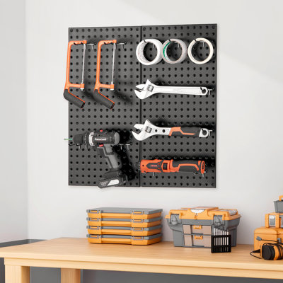Metal Pegboard Panels 2 Pcs Wall Organizer for Garage Tool Storage