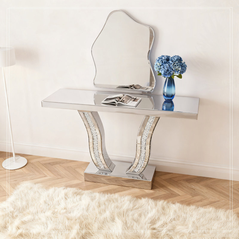 43 Inch Mirrored Console Table