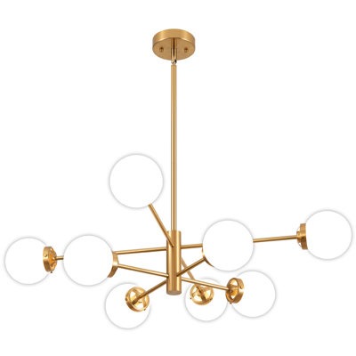 Surjit 8 - Light Sputnik Modern Linear Chandelier With Milky White Glass Shade