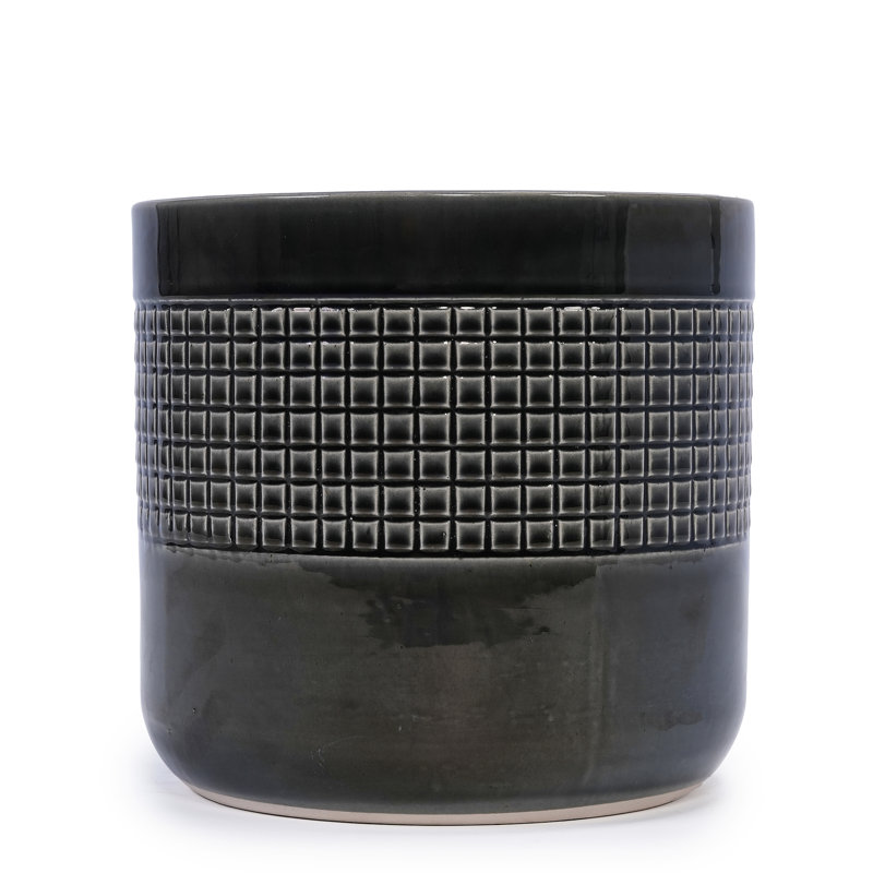 3 Pieces Frost - Proof Glossy Black Ceramic Planter For All Year Use In Patio, Garden Or Indoor Settings, 9.91" L X W 9.28" H, Functional Design High Grade Flowerpot With Built Drainage And Living