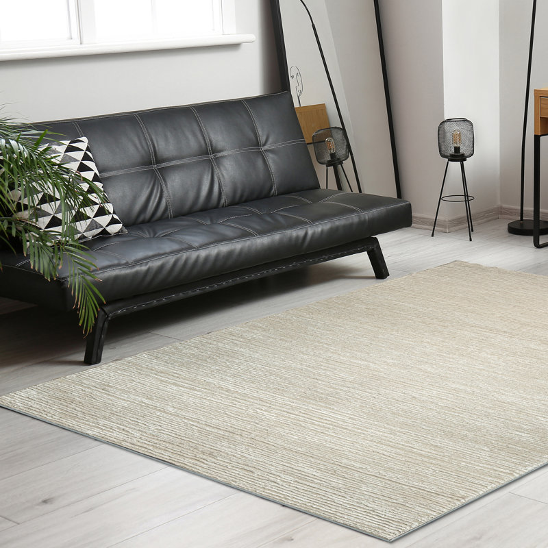 Davide 1228 Transitional Striated Beige Area Rug, Rectangle 7'10" x 10'6"