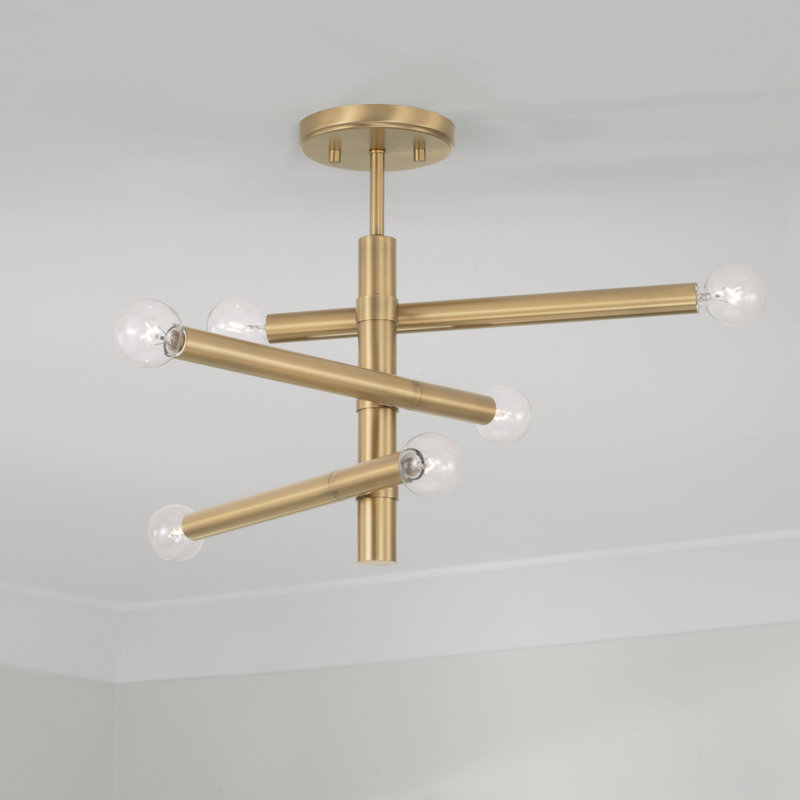 Zane Semi Flush Mount, Aged Brass