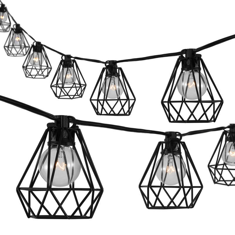 Beaney Outdoor 10 - Bulb 120'' Plug-in Shaded String Light, Black
