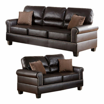 Modern Sofa Faux Leather 2Pc Sofa Set Sofa And Loveseat Elegant Plush Contemporary Couch  Furniture