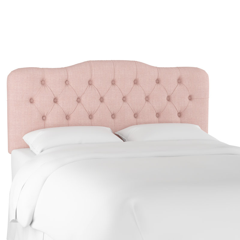 Tête de lit tapissier Nappi, Grand, Lin quartz rose texturé Zuma