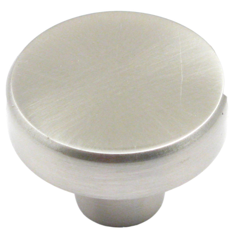 Poignée champignon de diamètre 1 1/8 po Modern, Nickel satiné, H 1,38 po x l 1,38 po x P 1 po