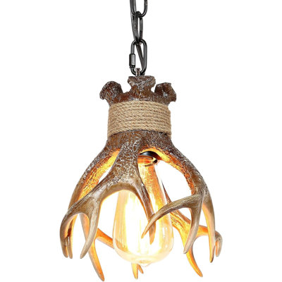 Rustic Deer Antler Light Fixtures, Small Farmhouse Pendant Hanging Lighting Fixture Faux Antler Lamps For Cabin Kitchen Table Sink Bathroom Coffee Shop Dining Room