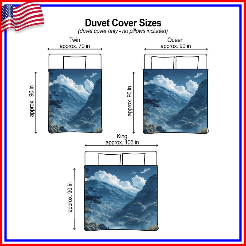 Housses de couette Mountain River Scene, Lit simple