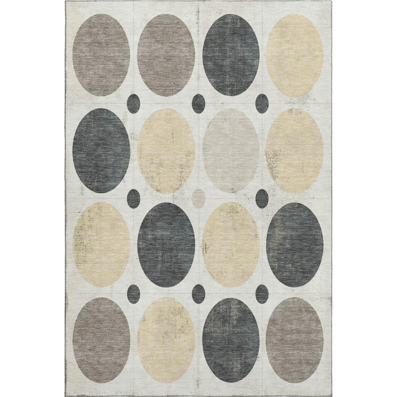 Premium Machine Washable Mayfield AMF1949 Geometric Rug, Rectangle 3' x 5'