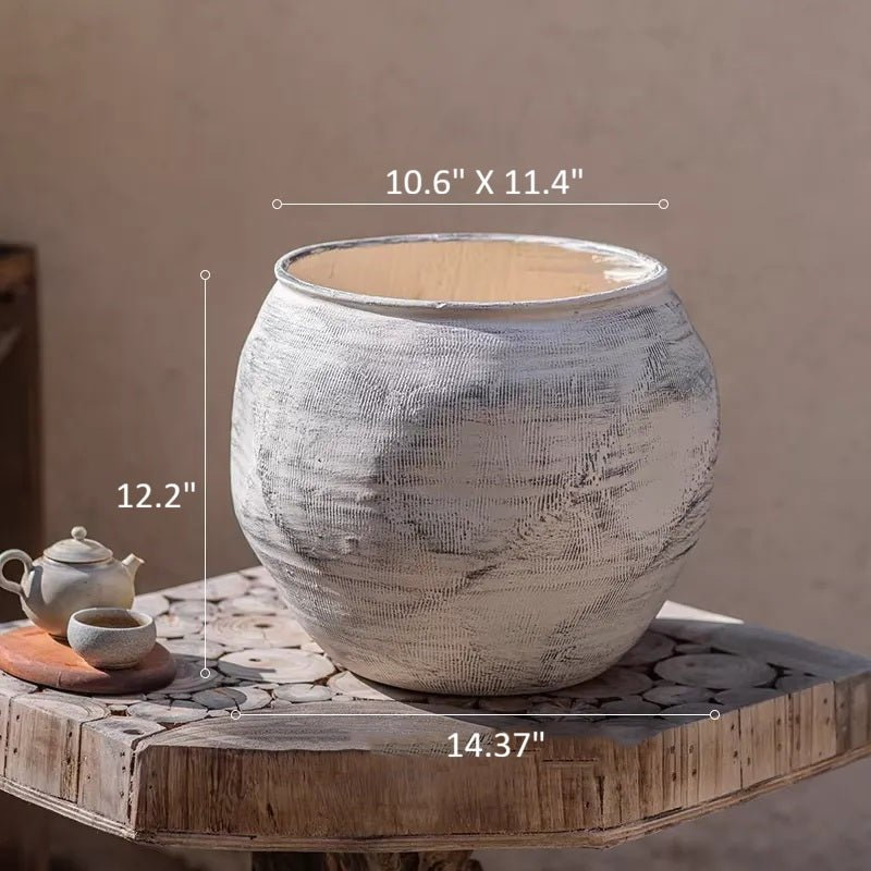 Sierra Round Pot Planter, Gray White