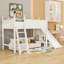 Lit mezzanine avec tablettes de rangement, garde-robe et glissade-750361802-750361800