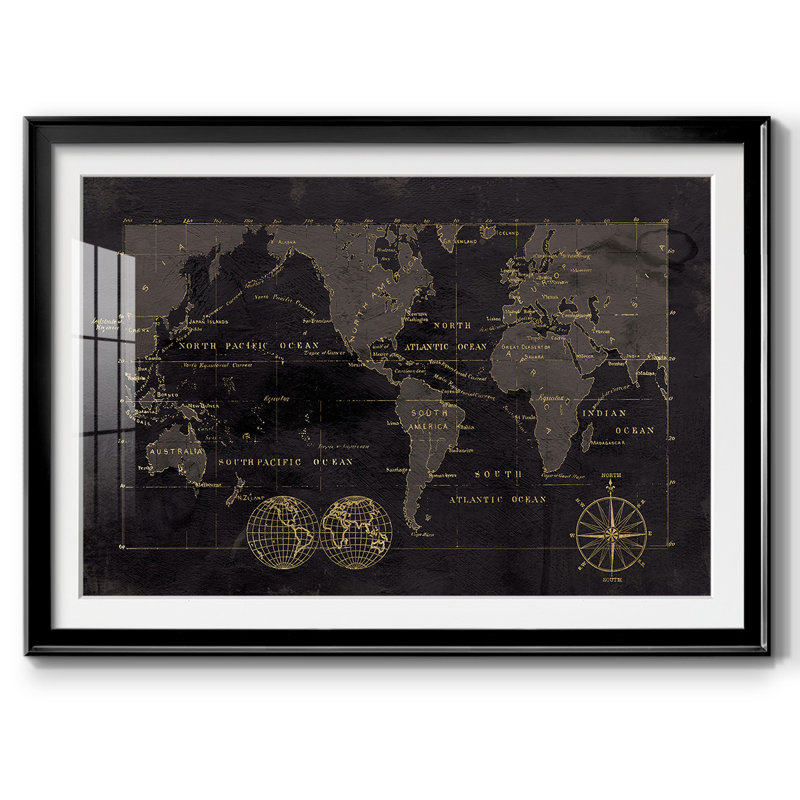 Carte noire et dorée, Noir, H 19 po x l 27 po x P 1,5 po