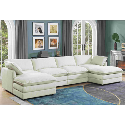 6 - Piece Corduroy Sectional Sofa With Removable Ottoman