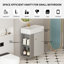 Meuble-lavabo à fixation murale 21,6 po avec lavabo en céramique, porte à fermeture en douceur, tablette gauche flottante, assemblage requis, gris