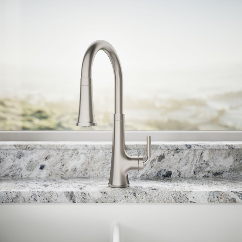 Tone Single Handle Pull Down Kitchen Sink Faucet with Three-Function Pull Down Sprayer, Vibrant Stainless
