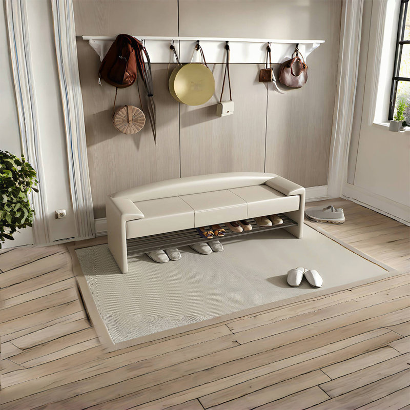 Banc de rangement Kapor, H 21,25 po x l 55,11 po x P 17,71 po, Beige