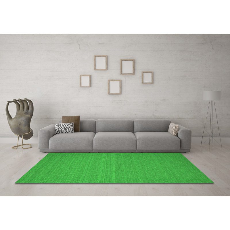 Tapis contemporains vert lavable à la machine 184, Rond 7 pi