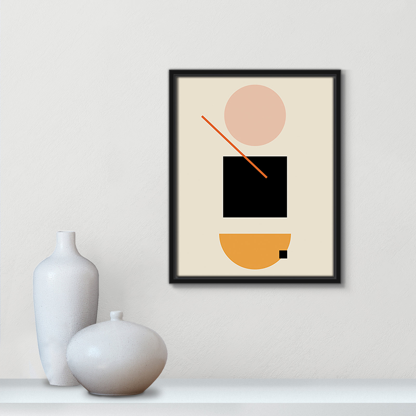 Simple Shapes Print, 15.5" H x 12.5" W x 2" D, Black Framed