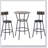 Round bar table and stool set with shelf, upholstered stool with backrest