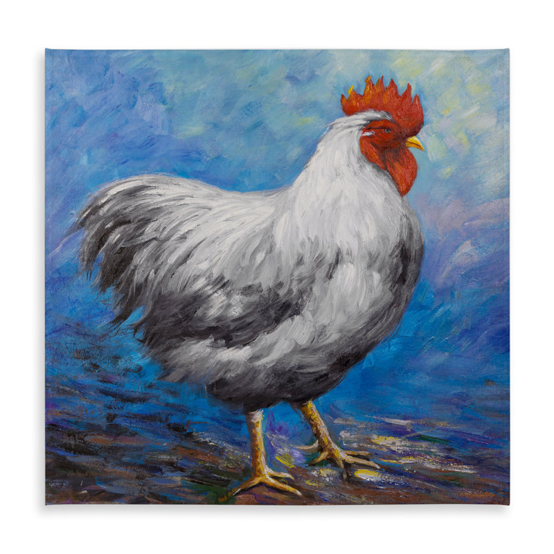 Grey Rooster Blue Farm Animals Tablecloth | Indoor/Outdoor Decor, Blue/Classic Blue