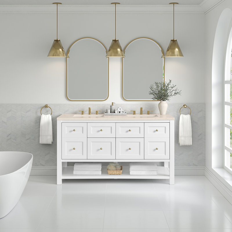 Breckenridge 60'' W Double Vanity, Bright White, Eternal Jasmine Pearl, Widespread