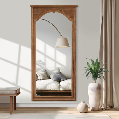 Miroir mural rectangulaire en bois pleine longueur avec cadre sculpté
