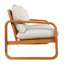 Ensemble de conversation d'extérieur en bois d'acacia de style moderne Mid-Century pour 4 personnes avec causeuse, chaises et table basse Saro, coussins épais pour le patio, la piscine et la cour