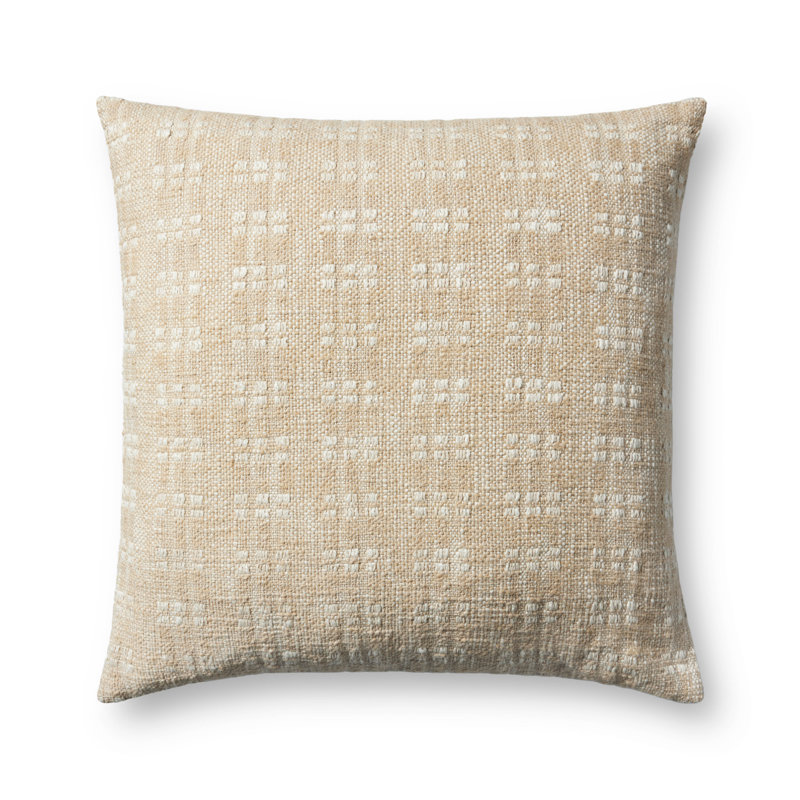Bryn 22'' Beige Cotton Polyester Round Pillow Cover