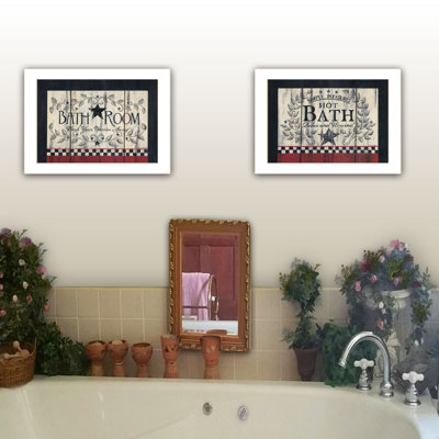«Hot Bath», ensemble de 2 décorations murales encadrées pour le salon et la maison par Linda Spivey