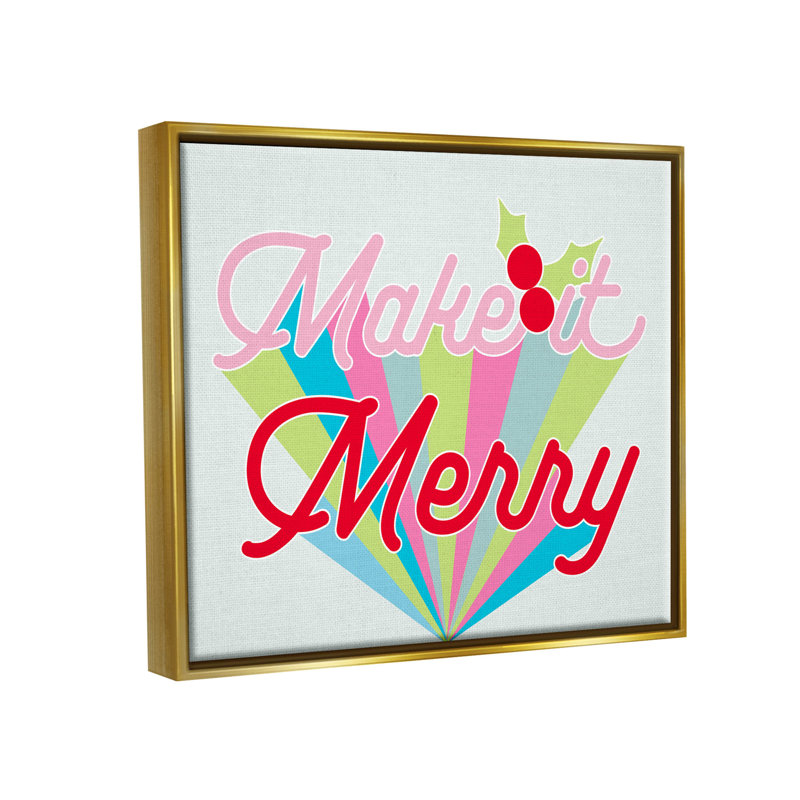 «Make It Merry Bold Christmas Stripes» par Lil 'Rue - cadre texturé sur toile, H 17 po x l 21 po x P 1,7 po
