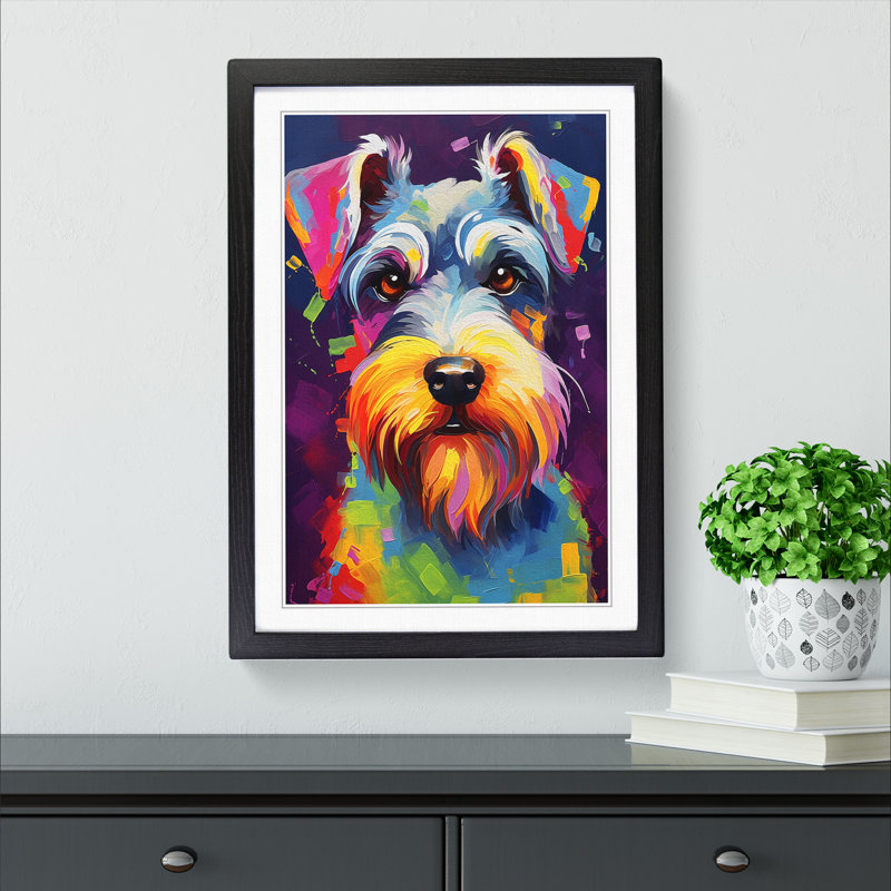 Schnauzer Abstract Art - Framed Print, 46cm H x 34cm W, Black Framed