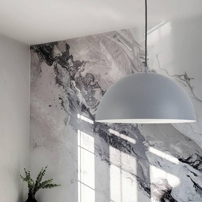Kohin 1 - Light Gray Single Pendant, 8" H x 16" W x 16" D