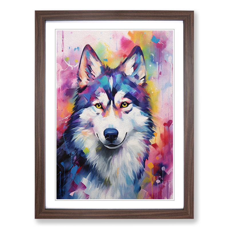 Husky Impressionism - Framed Print, Walnut Framed, 34cm H x 25cm W x 2cm D