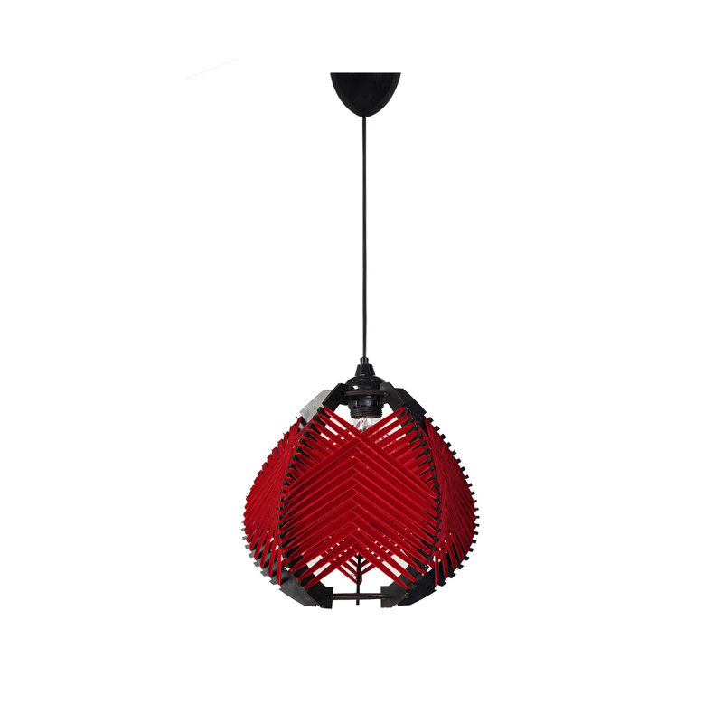 Lustre rouge élégant, 11,8 po x 9,8 po | Corps en plastique durable, capuchon en coton, douille E27 de 40 W maximum | Hauteur de câble réglable: 27,6 pouces | Parfait pour le salon, la salle à manger et les décors modernes