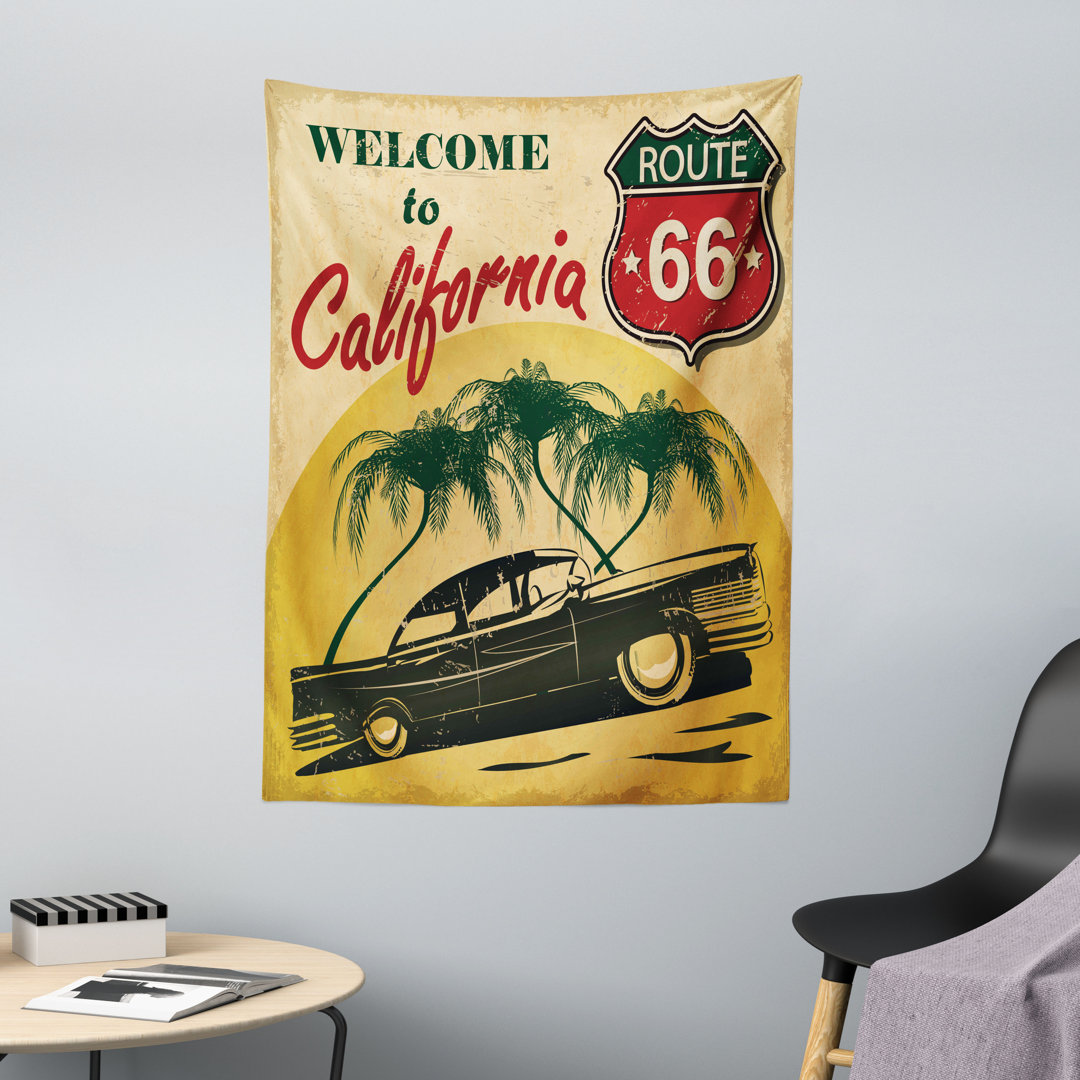 Wandteppich, California Werbung, Retro, Smaragdgrün Rot